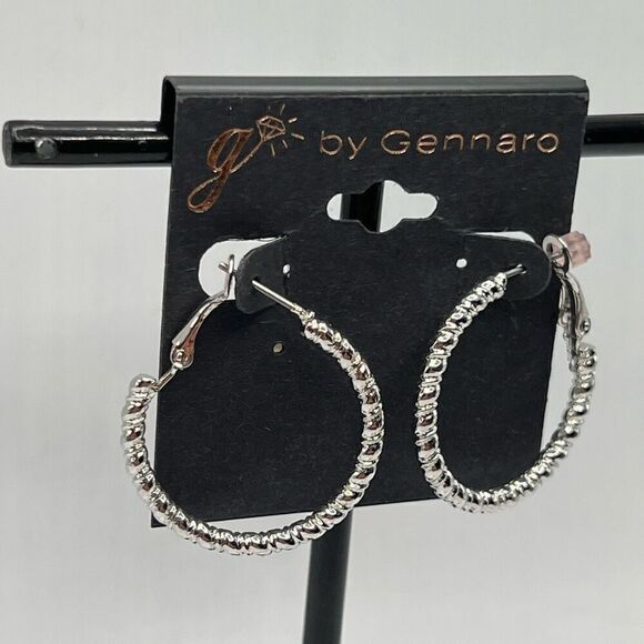G by Gennaro Earrings Silver Hoops - Picture 2 of 7